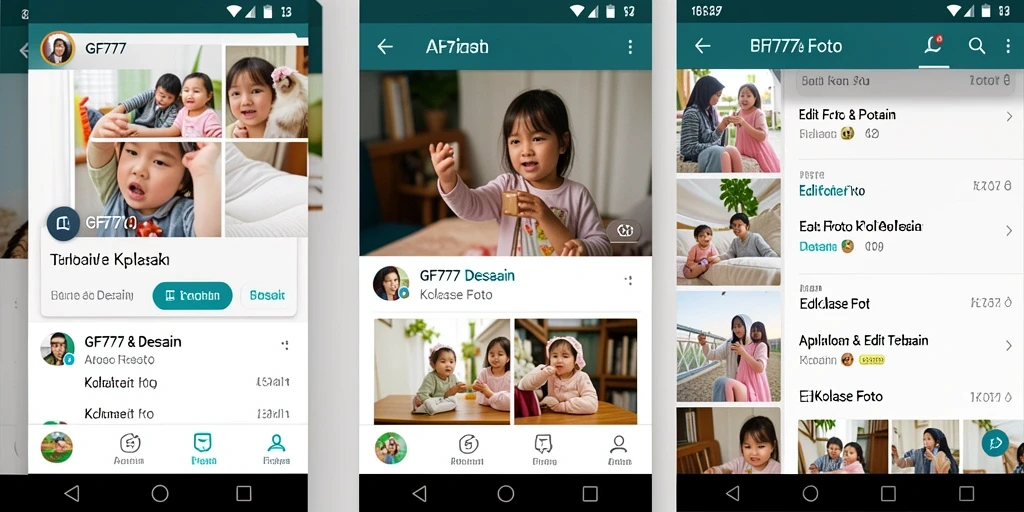 Tampilan antarmuka GF777 menampilkan fitur Kolase Foto yang menarik.