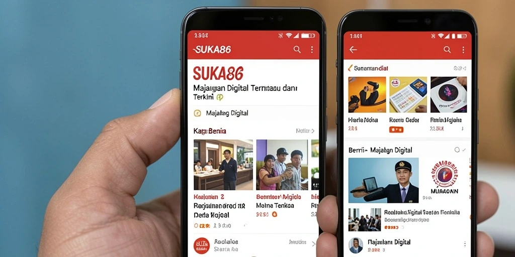 Tampilan antarmuka aplikasi Majalah Digital SUKA86 yang informatif.