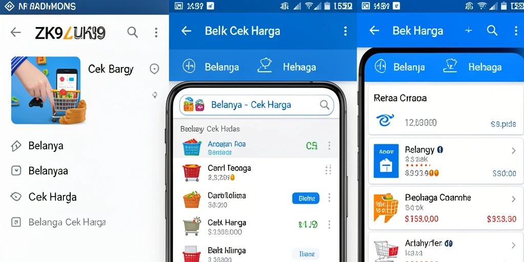 Tampilan antarmuka ZK9 menunjukkan fitur cek harga dengan jelas.