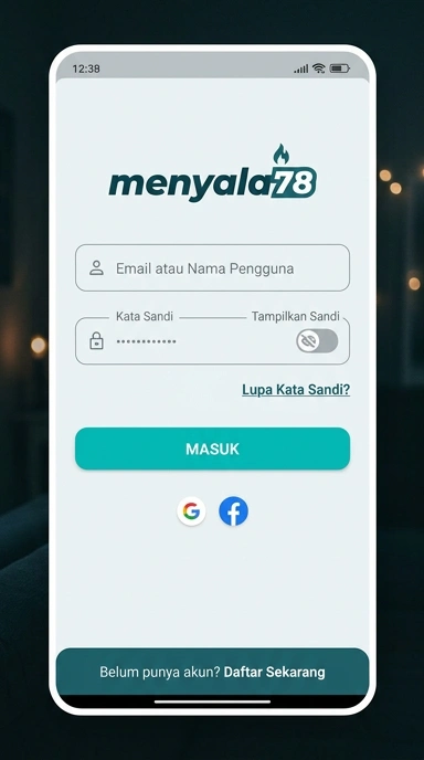 Tampilan halaman login menyala78